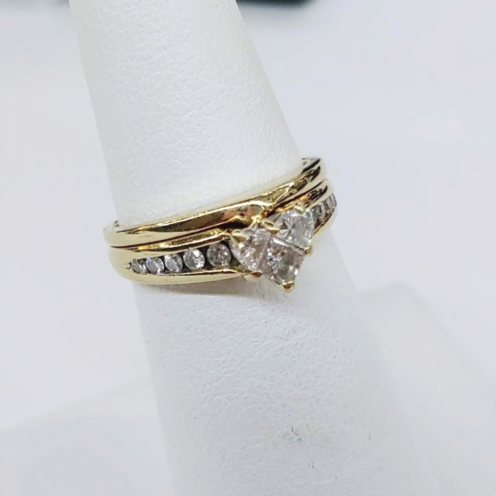 Heart moissanite engagement/wedding ring in 14k yellow gold